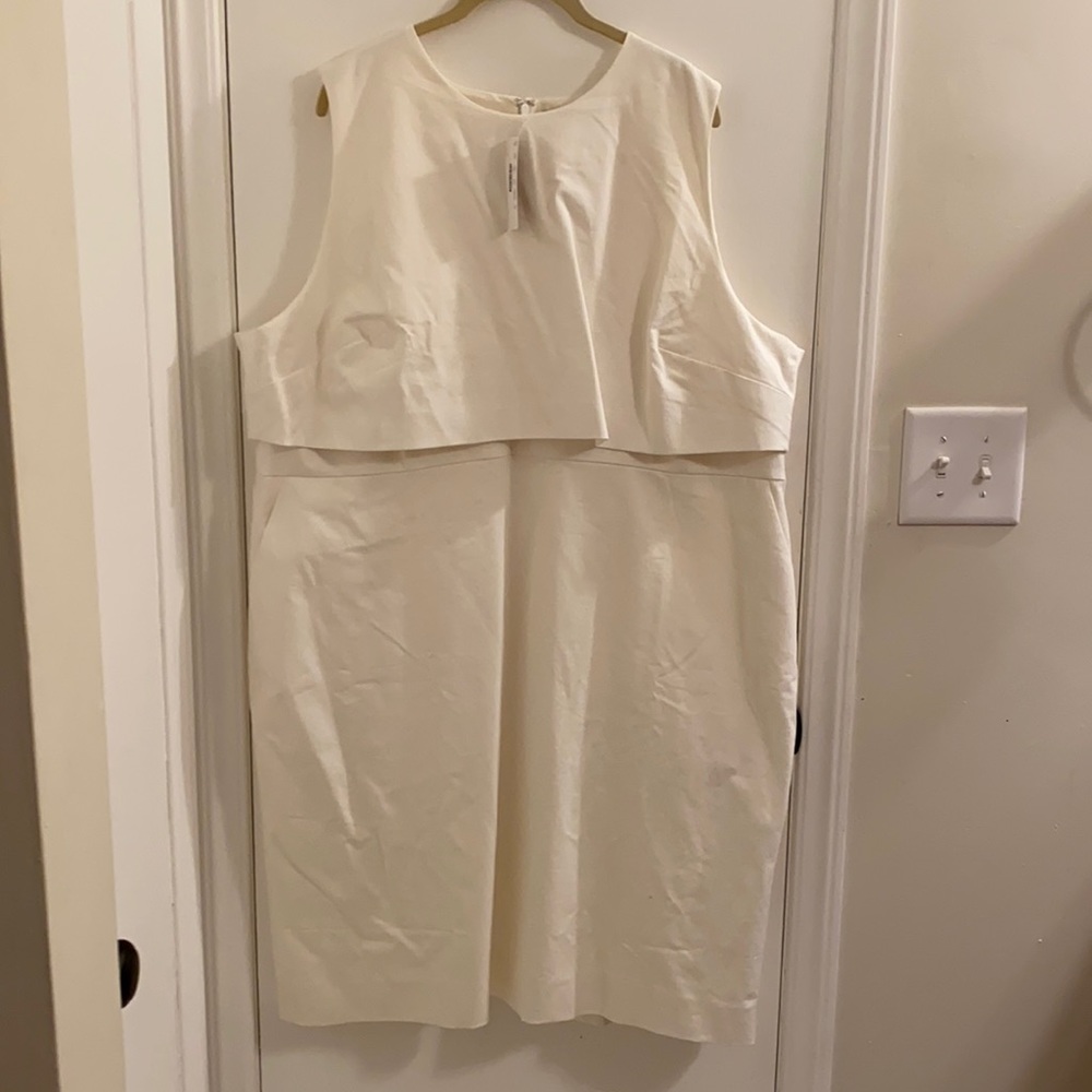 J. Crew Cream Sleeveless Layered Sheath Dress